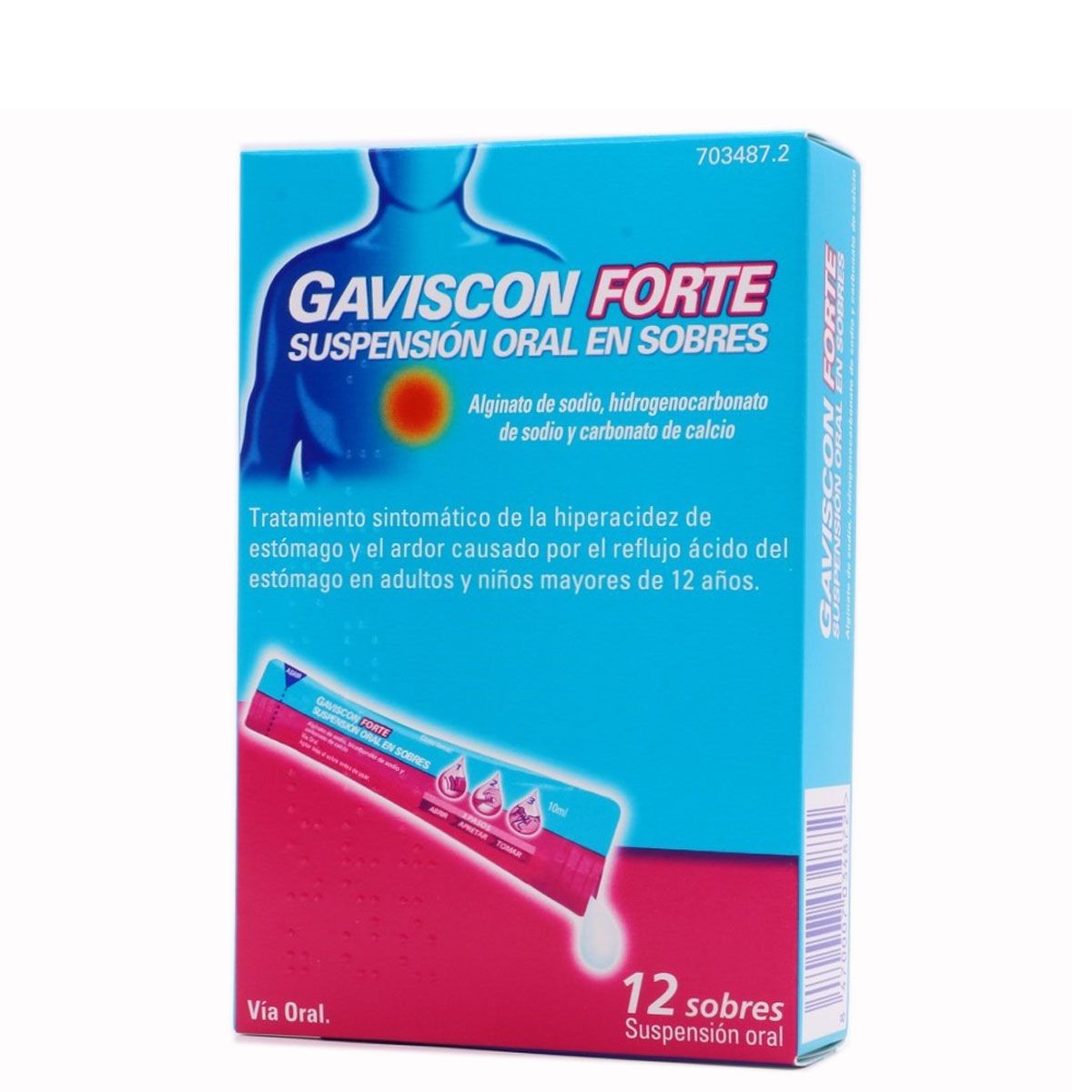 GAVISCON FORTE 12 SOBRES SUSPENSION ORAL 10 ML
