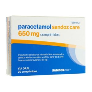 PARACETAMOL SANDOZ CARE EFG 650 mg 20 COMPRIMIDO
